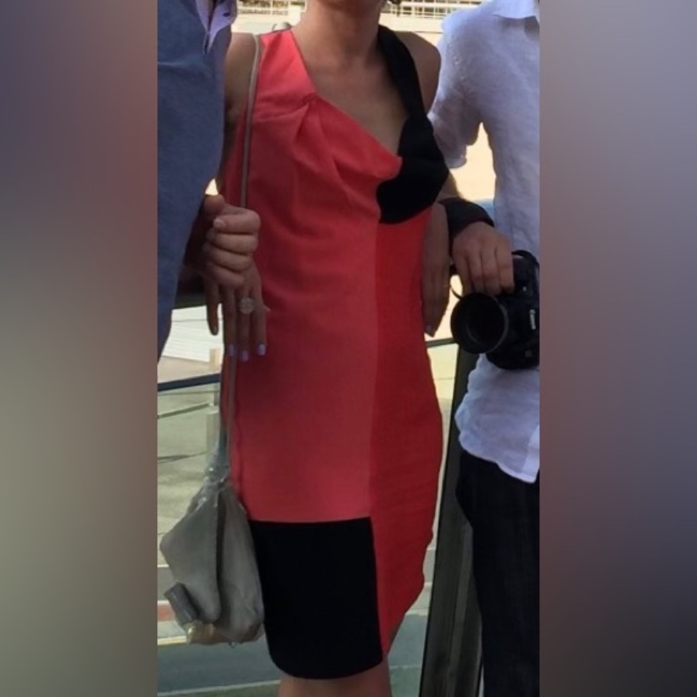 ALEXANDER WANG ColorBlock Summer Dress. Red Sporty Two-tone Tunic Razorback Fit